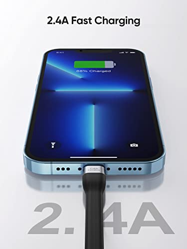 CableCreation [MFI מוסמך] כבל מטען לאייפון קצר 0.5ft, USB אל ברק כבל סנכרון נתונים, התואם ל- iPhone 14/14 Pro,